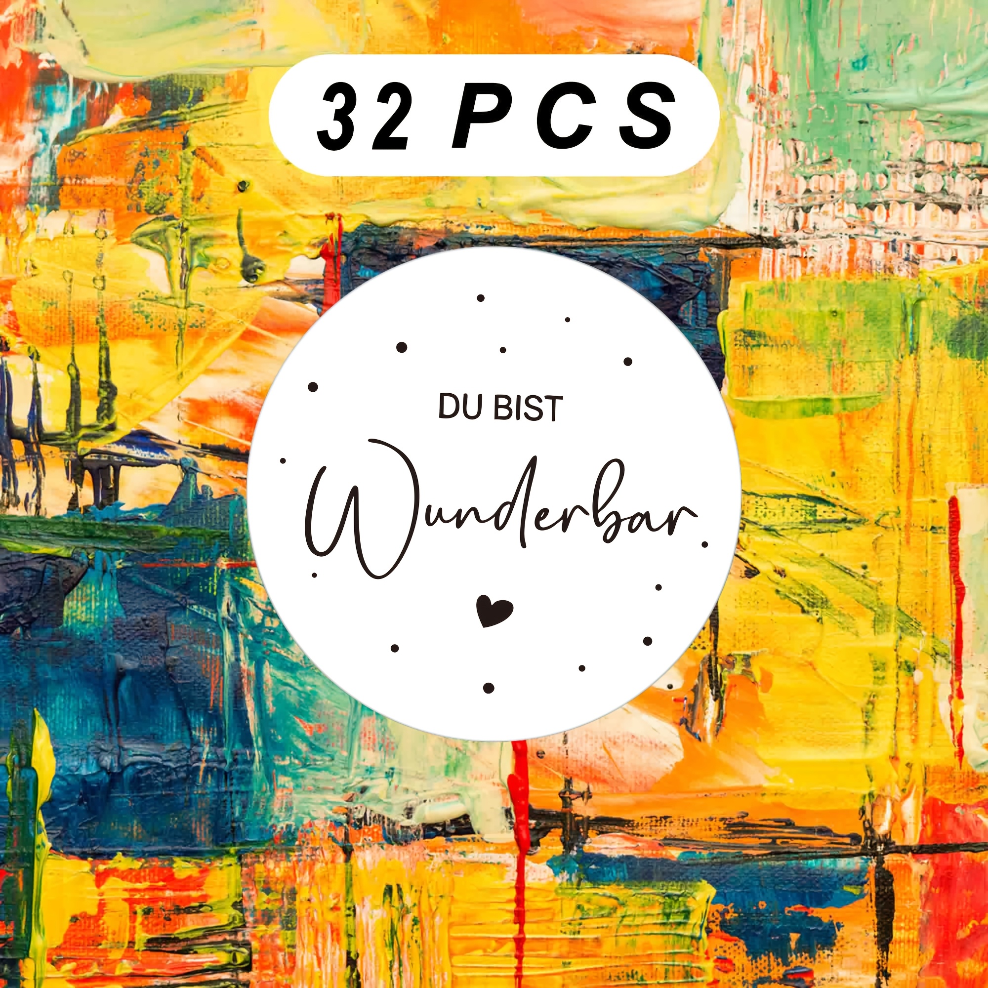 Image of 32/64pcs "you Are Wonderful" Gift Tag Stickers, Round Heart "" Labels For Gift Wrapping & Party Seals