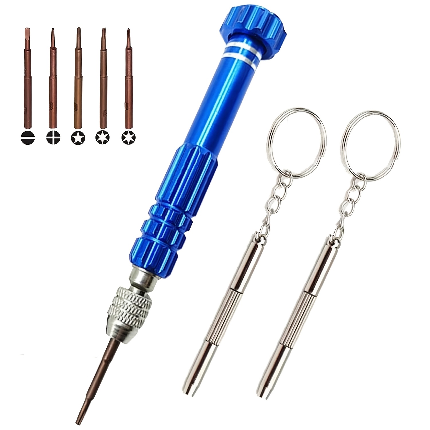 TEMU 3pcs Eyewear Repair Kit, Multifunctional Precision Screwdriver Set (flower T5~, Phillips 1.5, Flathead 1.5, Star 0.8), With Mini Keychain