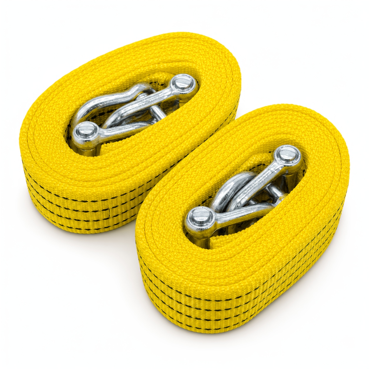 TEMU 2pcs 10ft Heavy Duty Tow Ropes, 4cm Width High-strength Nylon Towing Straps With U-shaped Metal Hooks, Wear-resistant Emergency Recovery Ropes