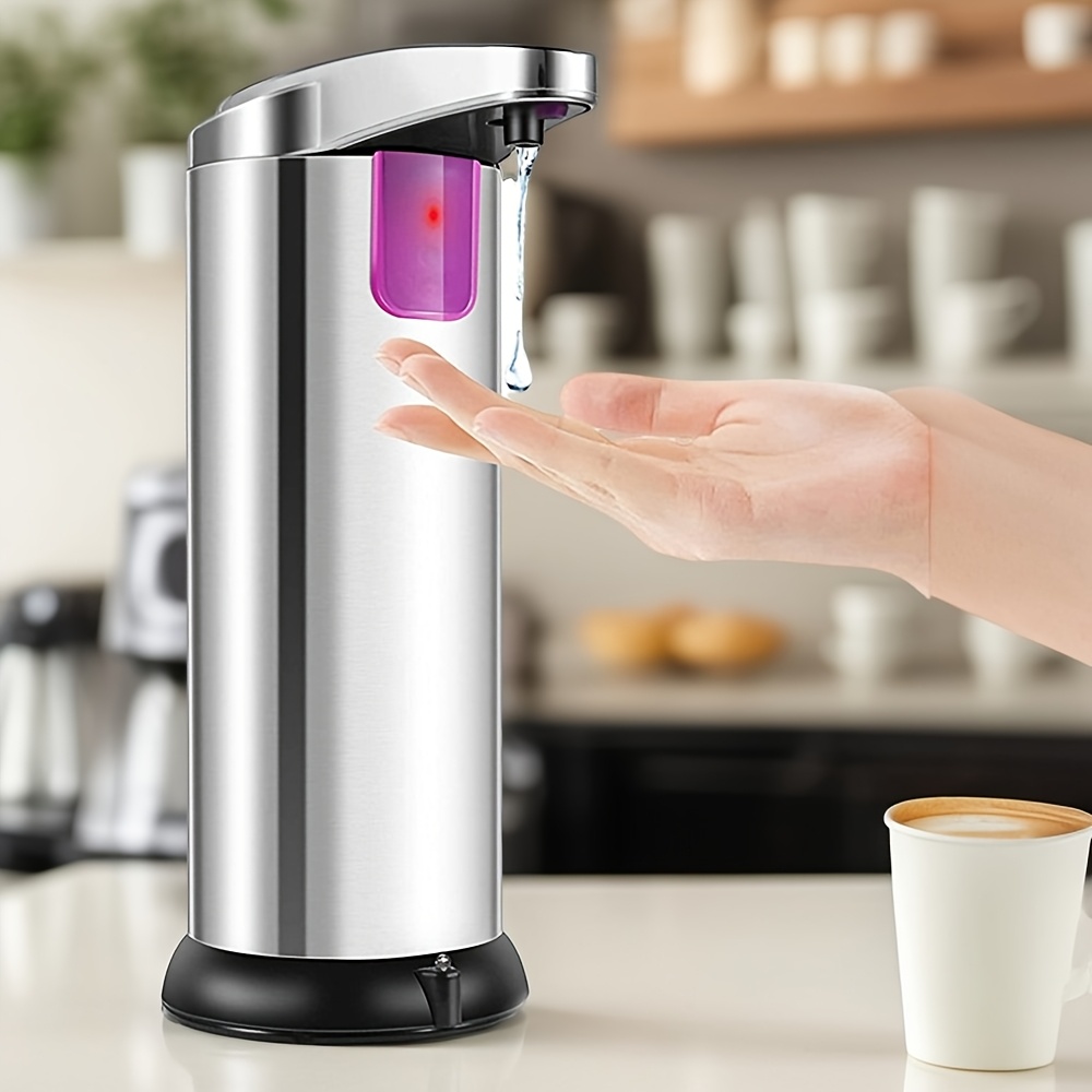 TEMU Automatic Soap Dispenser, Touchless Dish Soap Dispenser With Infrared Sensor, 3 Adjustable Soap Levels, Stainless Steel Liquid Hand Soap Dispenser, & Refill Home Bathroom Kitchen