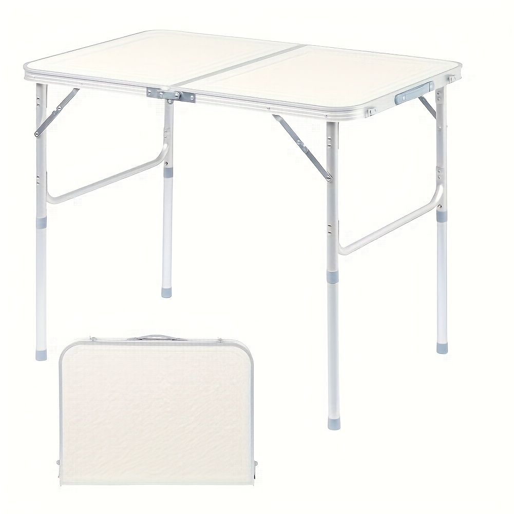 TEMU Adjustable Height Folding Aluminum Alloy Table, Plastic Rv Luggage Table, Portable Lightweight Folding Outdoor Multi-functional Table, Suitable