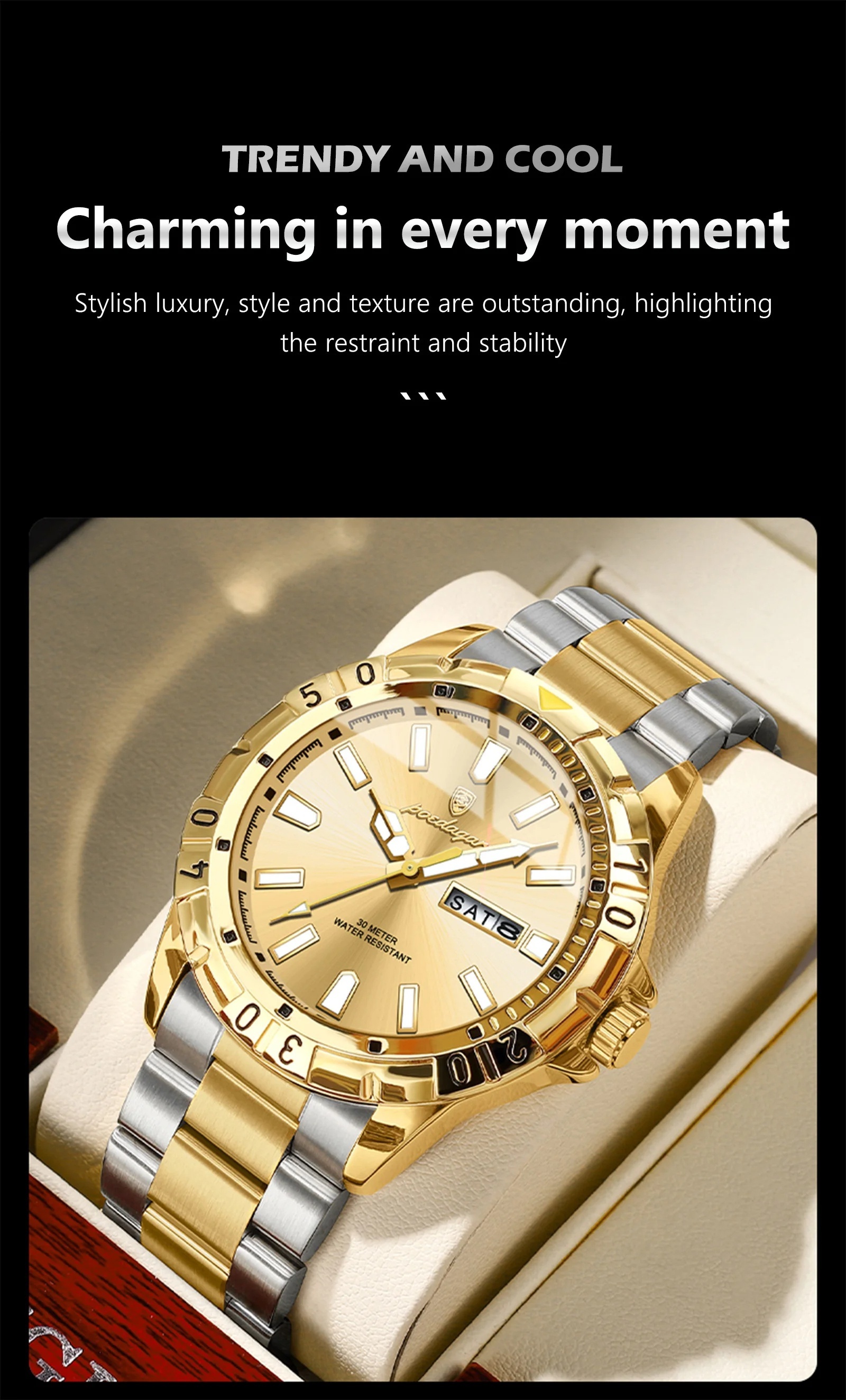  luxury quartz man watch waterproof luminous date week men watch stainless steel mens watches sport male clock for fathers day gift details 8