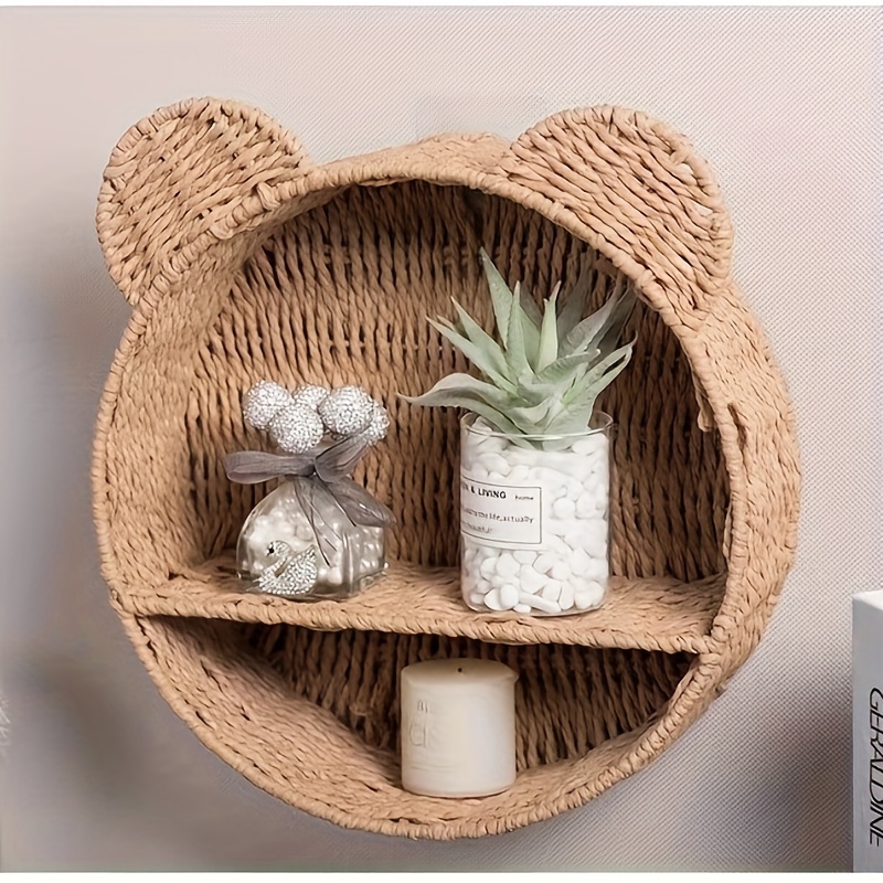 

Vintage-inspired Wall-mounted Storage Basket - Woven Paper Rope Organizer For Home Decor & Organization, Hanging Basket, Shelf Baskets