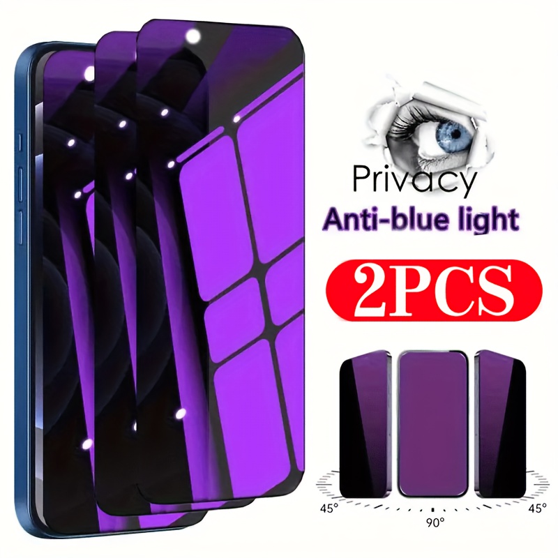 E-shop 2 Stück Privacy Panzerglas Displayschutzfolie für iPhone 16/16 Pro/16 Plus Anti-Blaulicht Schutzfolie 16 Pro Max/15 Pro/15 Plus Glas Smartphone