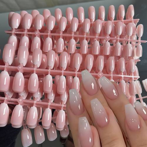 120 pièces faux ongles dégradé brillant 5 feuilles*24 ongles press-on 10 tailles courts coffin faux ongles complets à