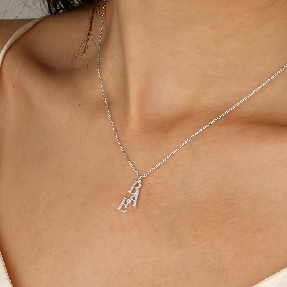 Personalized Spliced Letter Pendant Necklace, Minimalist Gift for Her