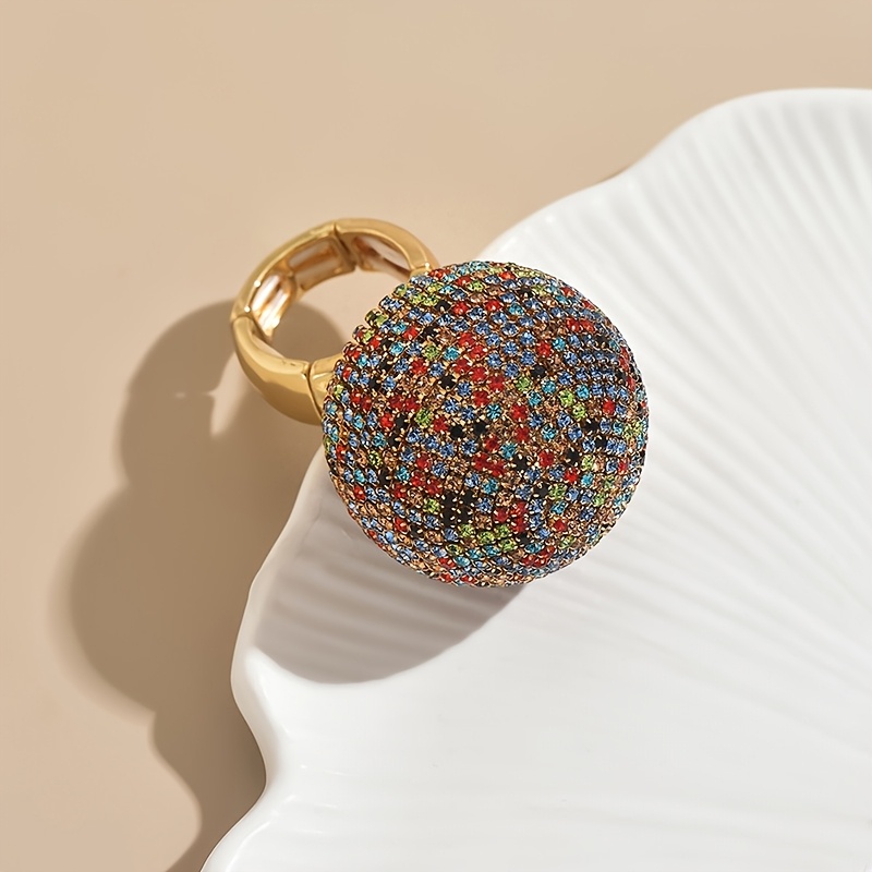 Artificial Rhinestone Ball Ring For Women (artificial Rhinestone Color Random)