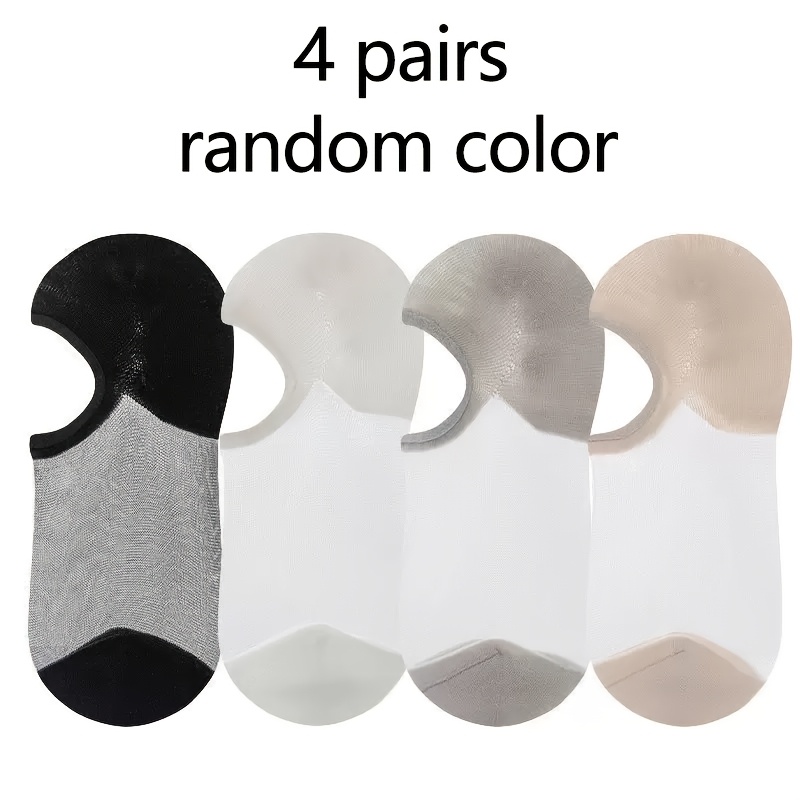 TEMU 4 Pairs Random Colors Comfortable Sheer Socks For - Breathable Summer No Show Socks With Fit, Lightweight Low Cut Socks For Daily Wear, Yoga,