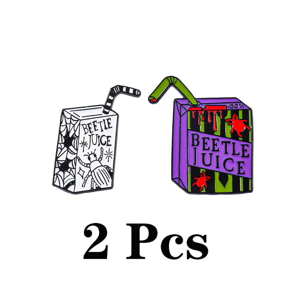 TEMU 2pcs Cartoon Brooch Creative Juice Enamel Pin Metal Badge Jewelry Clothing Backpack Accessories Gift For