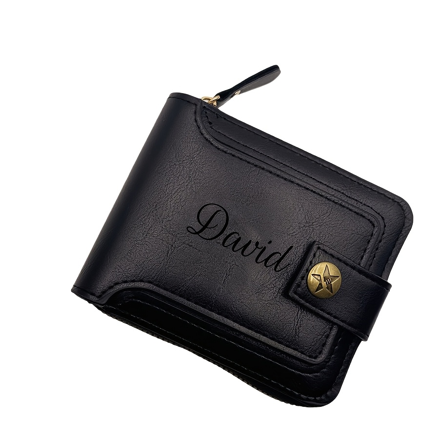 TEMU Portefeuille élégant personnalisé pour hommes avec motif d'arbre - Porte-cartes de avec fermeture éclair et porte-monnaie, marron , cadeaux pour