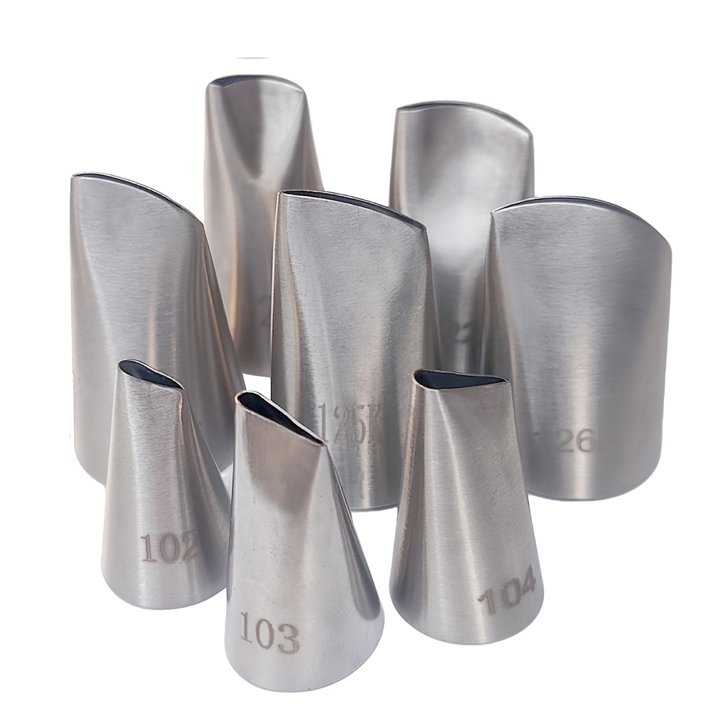 E-shop 8-teiliges Set Rosenblüten-Ausstechformen aus 304 Edelstahl, nahtlose Spritztüllen, Kuchen- Gebäckdekoration, Creme- Bohnenpaste-Backwerkzeuge