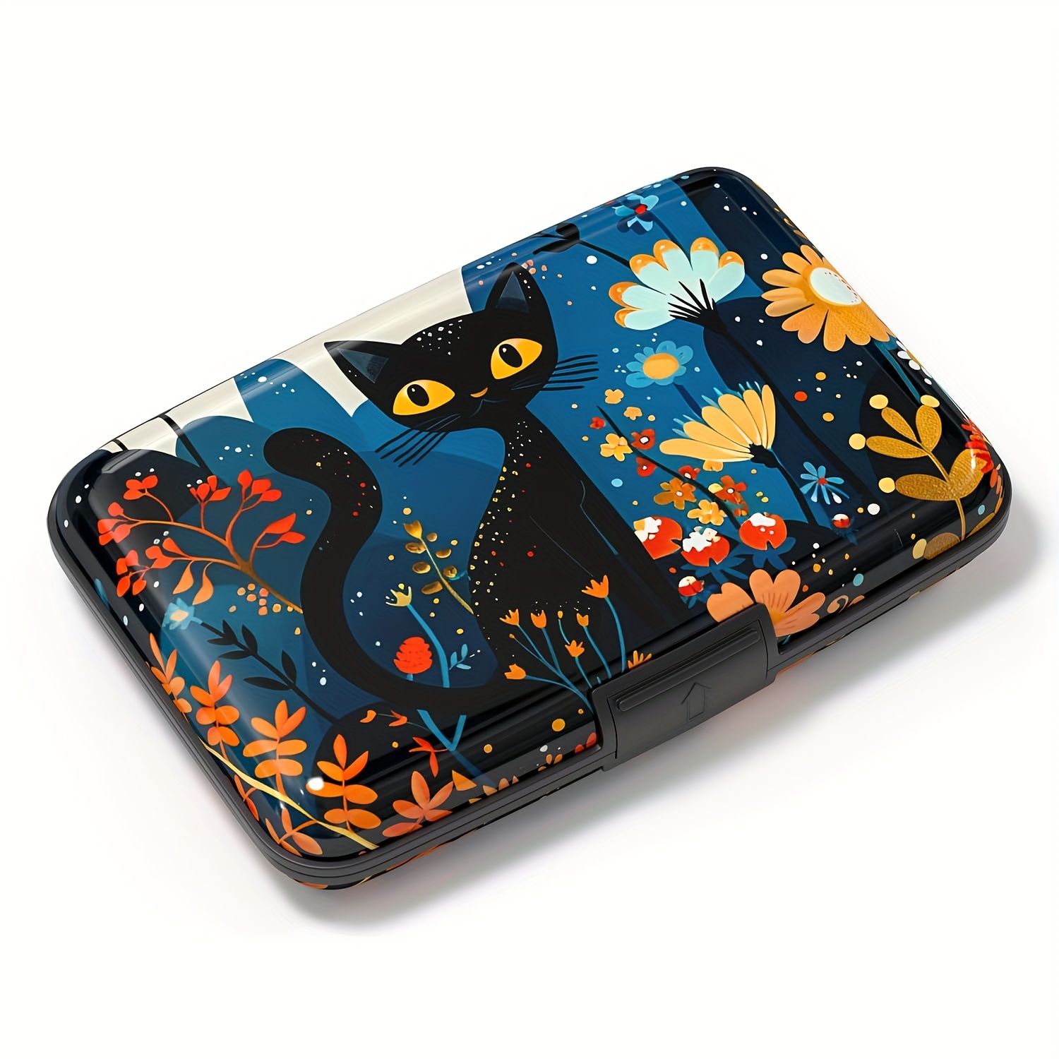 

Compact Rfid-blocking Cat Pattern Aluminum Wallet - Floral And Starry Night Design, Metal Credit Card Holder & Id Case,, Clean, Card Organizer| | Metal Closure, Compact Wallet