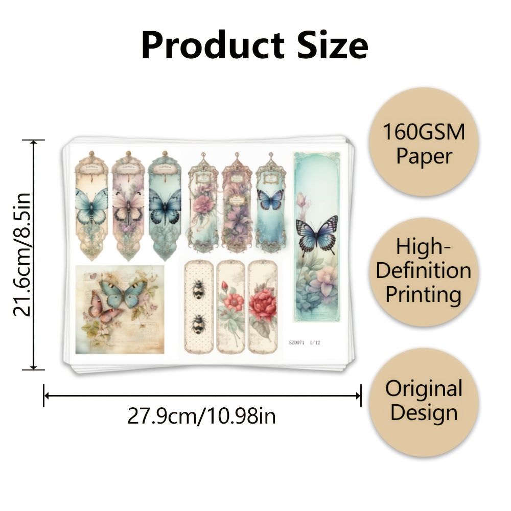 TEMU Kit de Papillon, Mini Carnet Folio pour Écriture, Kit de Bricolage Journal Folio, Projets de Journaling et Art, Accessoires de Scrapbooking -