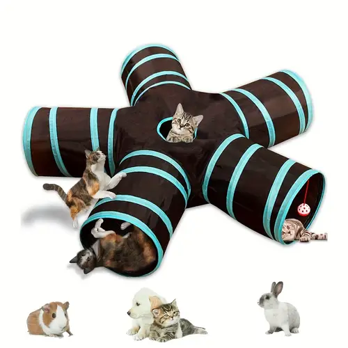 lightweight collapsible cat with pompom and bells interactive crinkle up maze house toy for cats pet supplies