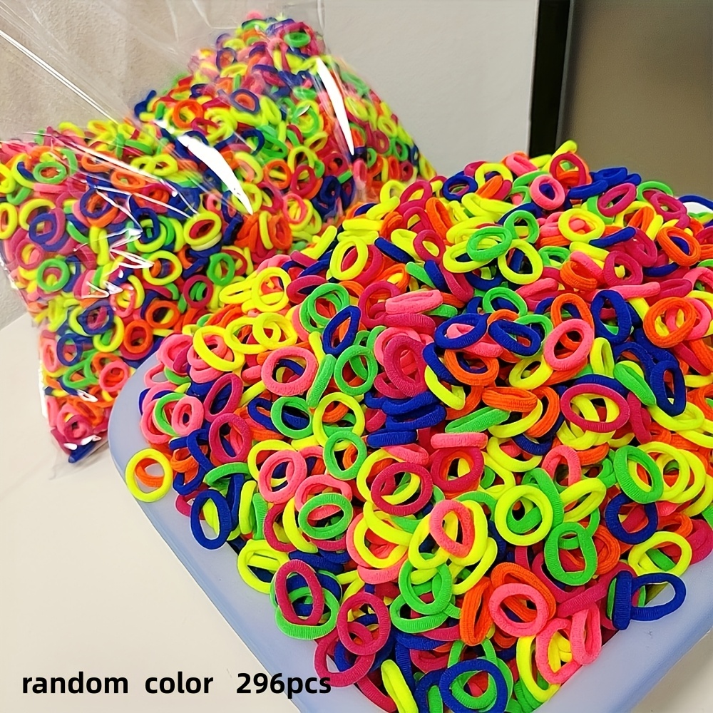 TEMU 296pcs Random Colorful Seamless Hair Ties, Non-damaging Hair Rope, High Elasticity And Durable Headband, Women's Hair Accessory, Suitable For