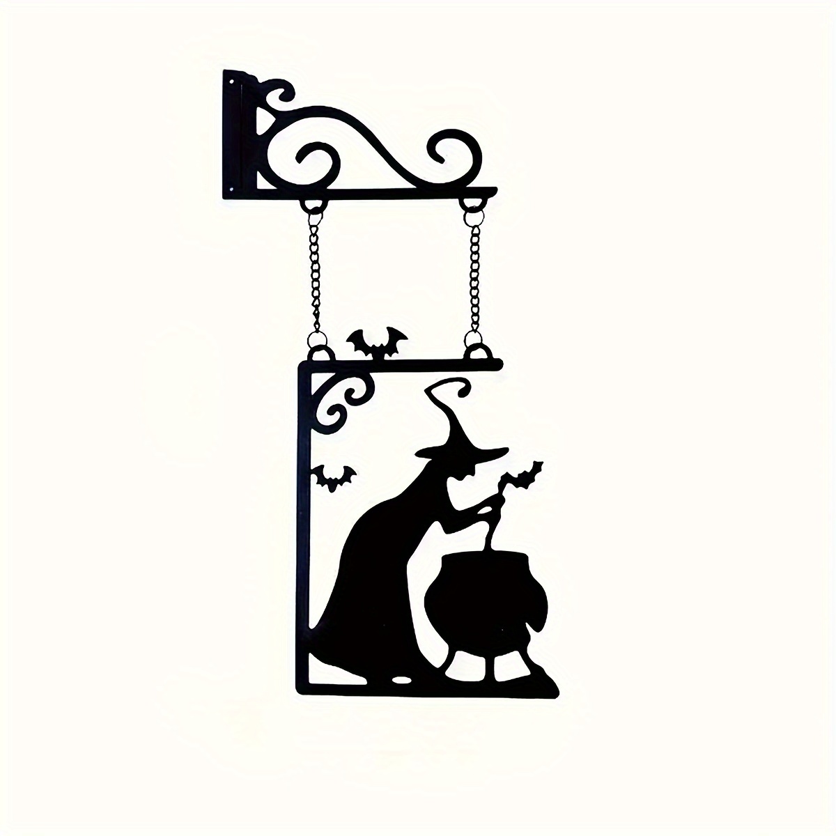 1pc Halloween Cauldron Metal Wall Art - Spooky Silhouette Decor With Bats & , Iron Hanging Sign For Home, Garden Party, Or Door Frame Decoration