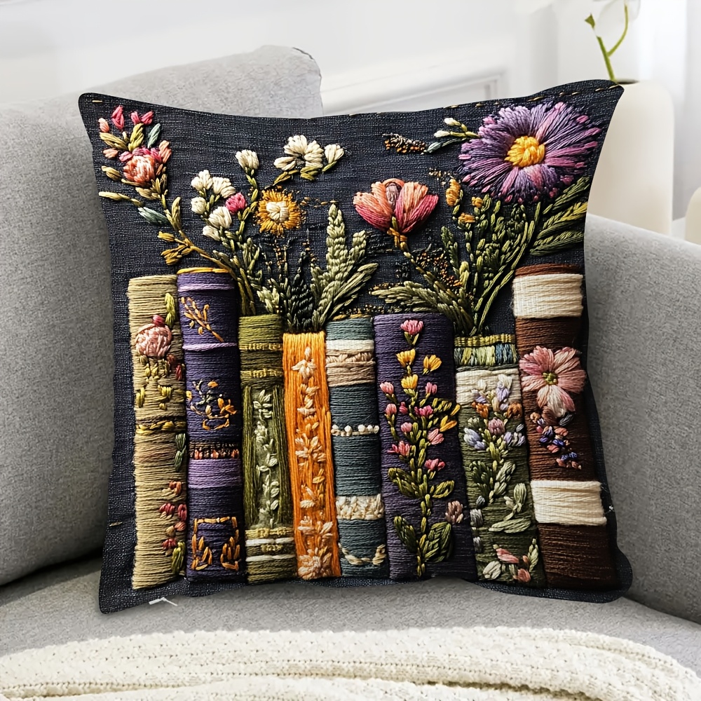 

1pc 18x18 Inch Two-side Short Plush Pillow Cover, Books And , Ideal For Bedroom, Sofa, Living Room - Polyester, Hand Wash Only (pillow Insert Not Included), Decorative Pillows