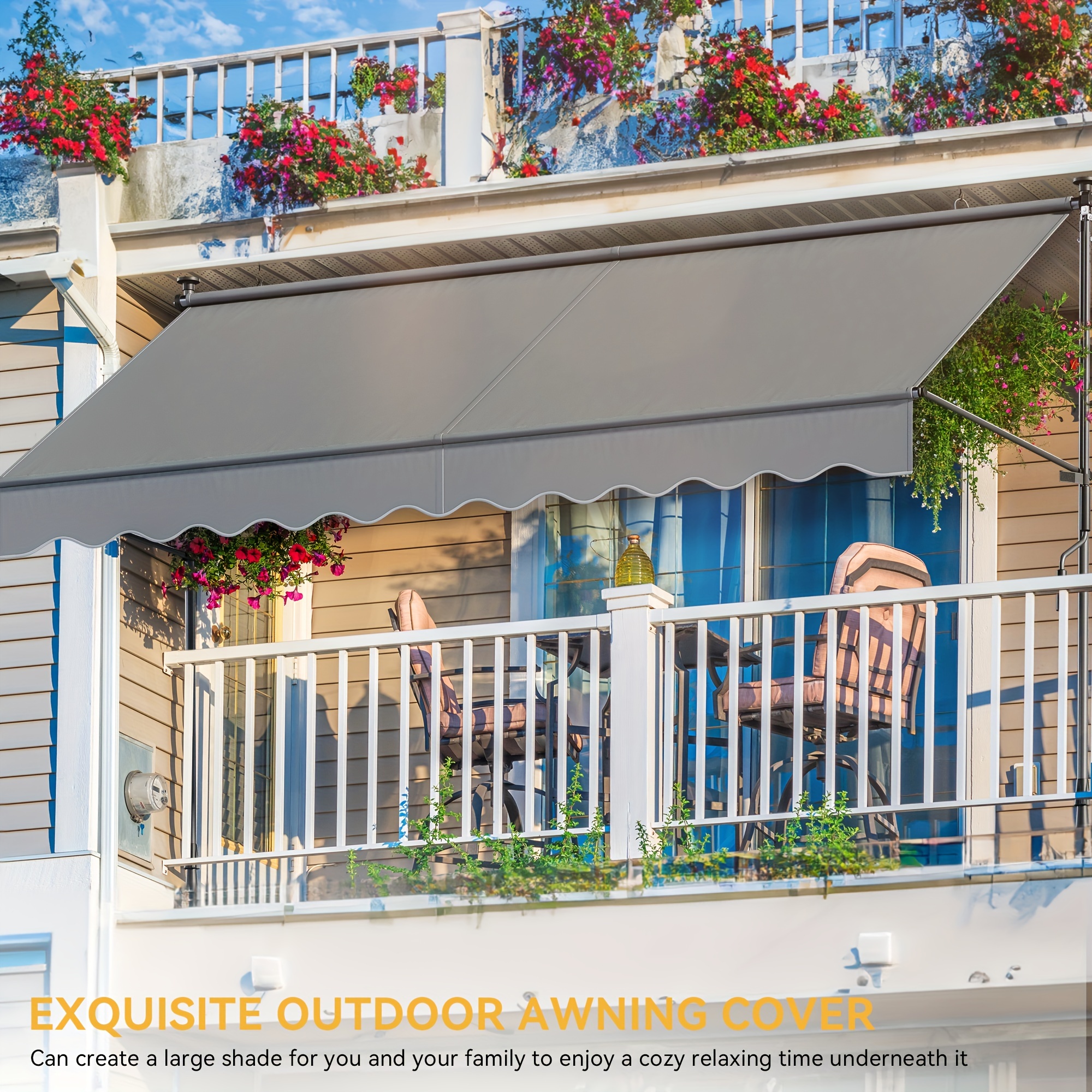 

Balconera Manual Retractable Awning, Outdoor Sun Shade Window Awning With Uv Protection, Waterproof Patio Canopy Awnings For Doors, Windows, Decks, Dark Gray