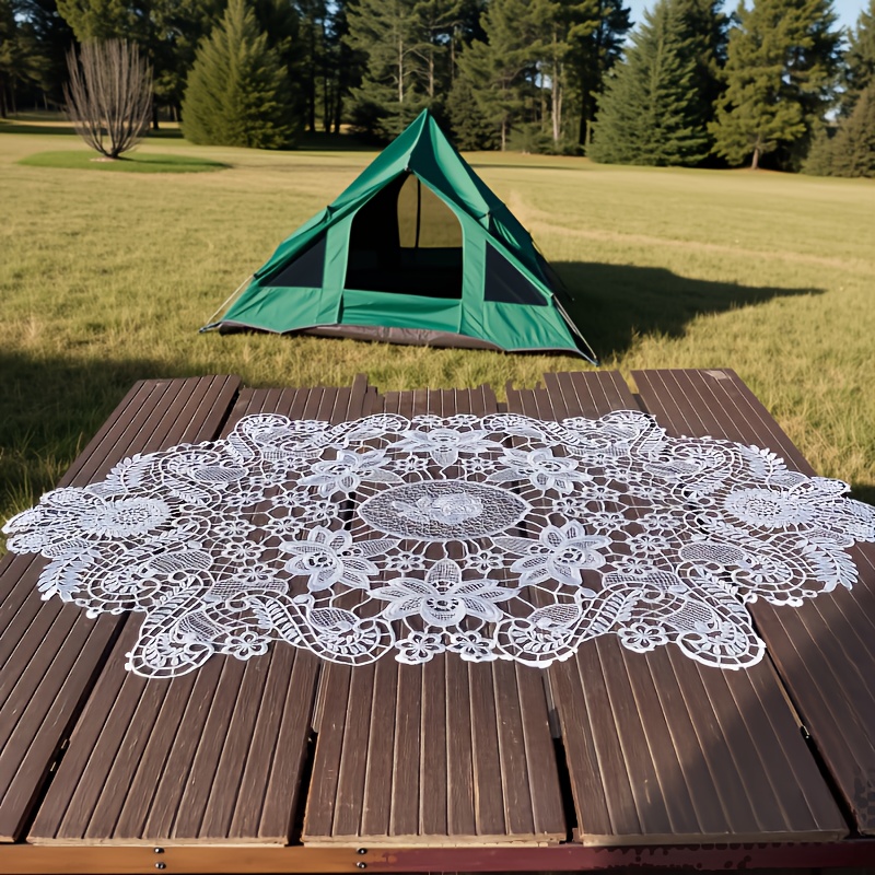 White Oval Table Runner, Fabric Table Mat, Coaster, Nordic Style Coffee Table Mat, Home Decorative Mat, Tablecloth Cover, Christmas Decoration Mat, 1pc
