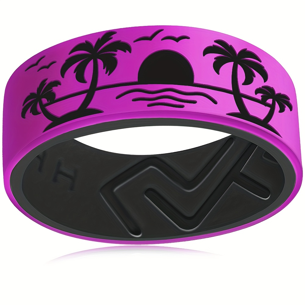 Palm Tree Silicone Carved Ring, 8mm