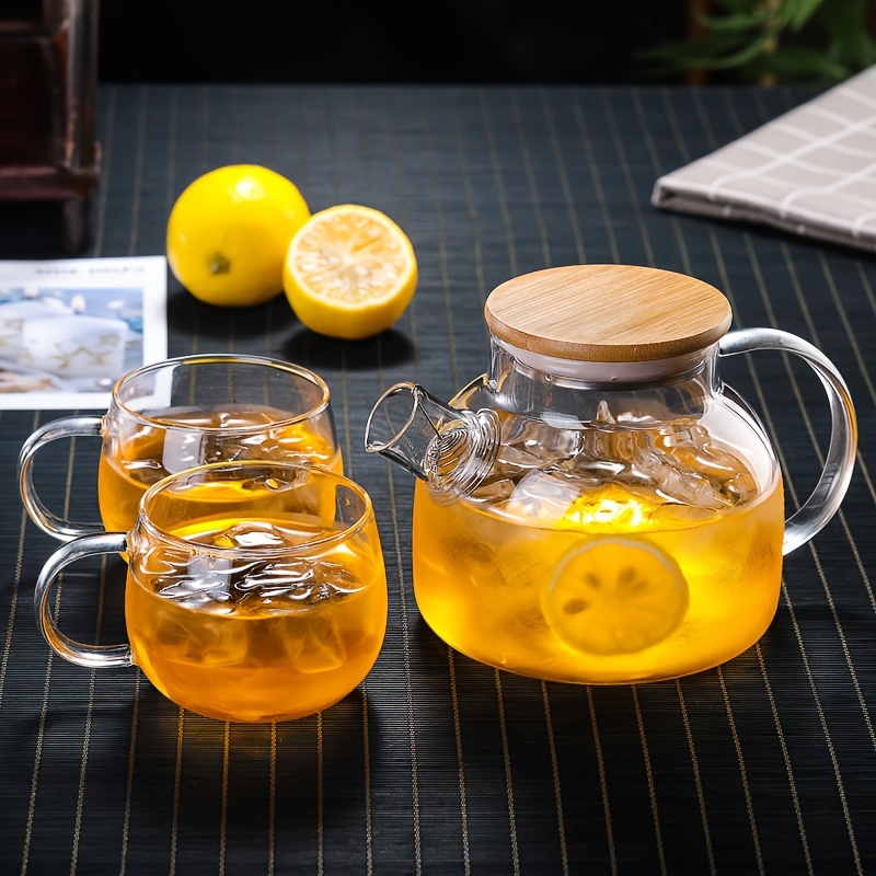 

1pc, Glass Teapot, 1000ml Heat Resistant High Borosilicate Glass Tea Pot, Summer Winter Drinkware