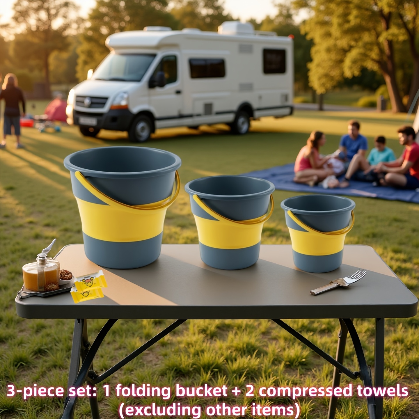 TEMU Upgraded Thickened Foldable Bucket - Portable Bucket, Easy To Carry And Store, Lightweight And Space-saving Design, Sturdy . Suitable For