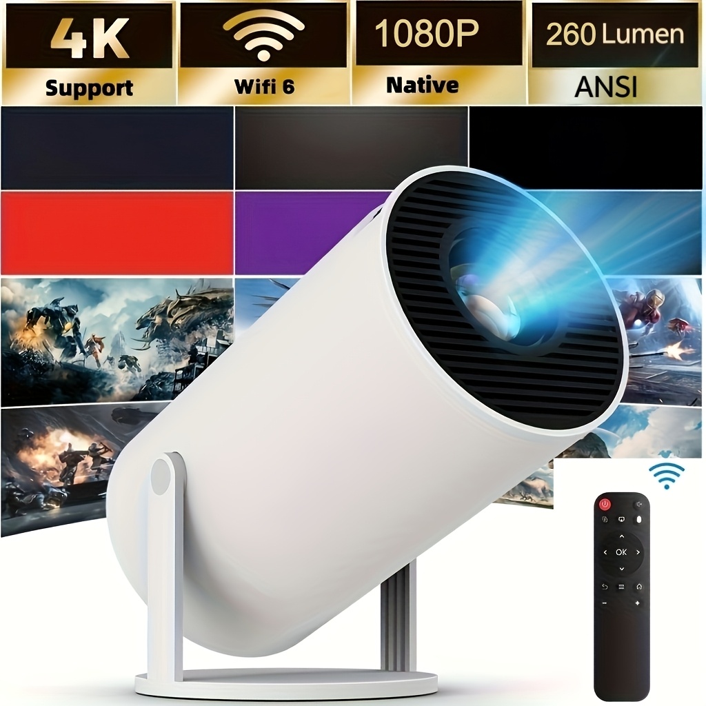 TEMU Projector, Portable Projector Native 1080p Support 4k, Smart Projector, Support Android 11.0 Dual Wifi Wireless 5. 2 Mini Projector With Auto