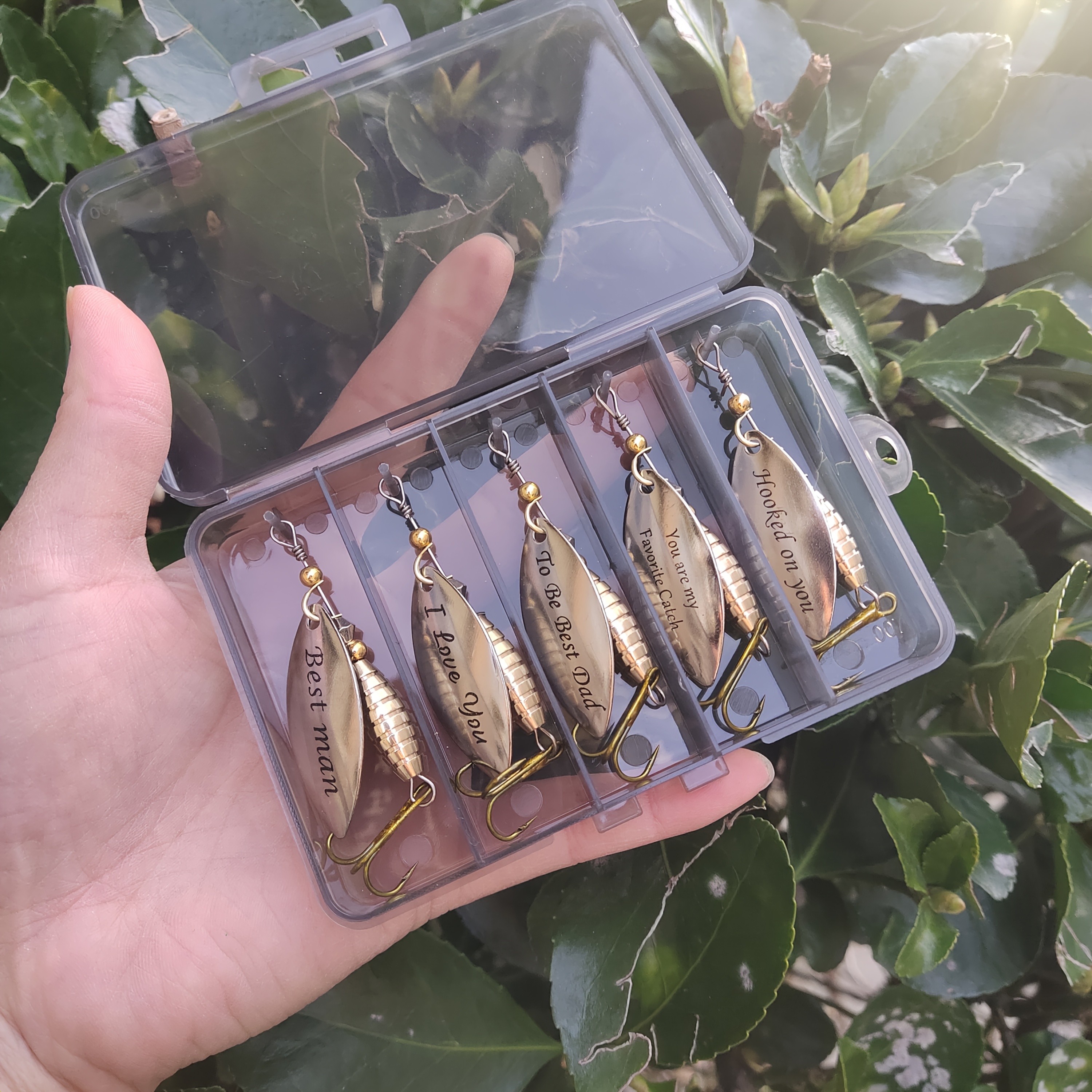 TEMU Esca da Pesca Glitterata 5 Pezzi - Spinnerbaits Scintillanti Adatti per Regali della Festa del Pap�, Esche Finte per Acqua e , Spinner Rotanti