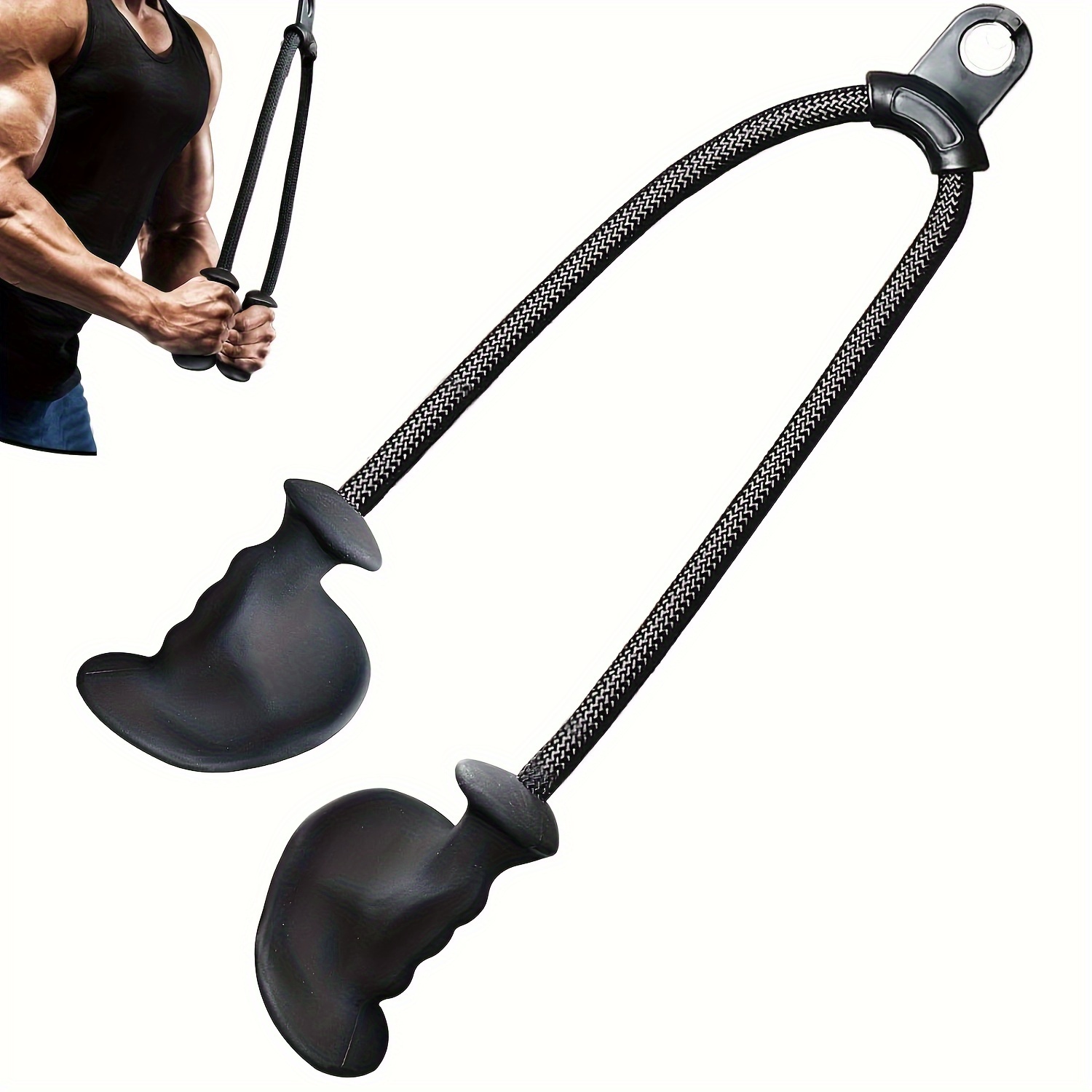 TEMU Corde de traction ergonomique pour triceps de 36 pouces - Double tête, poignée en caoutchouc pour machines à câbles et systèmes de poulies -