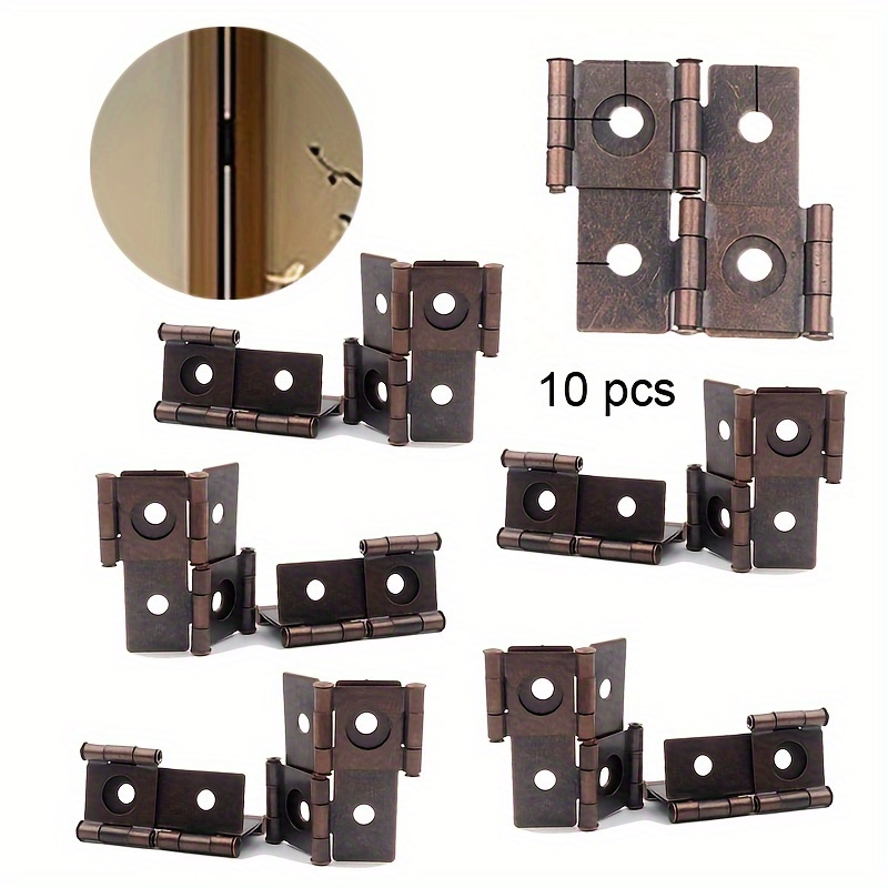 TEMU 10pcs Retro Double-acting Folding Hinges For Doors - Polished Metal, , For Bedroom & Bathroom