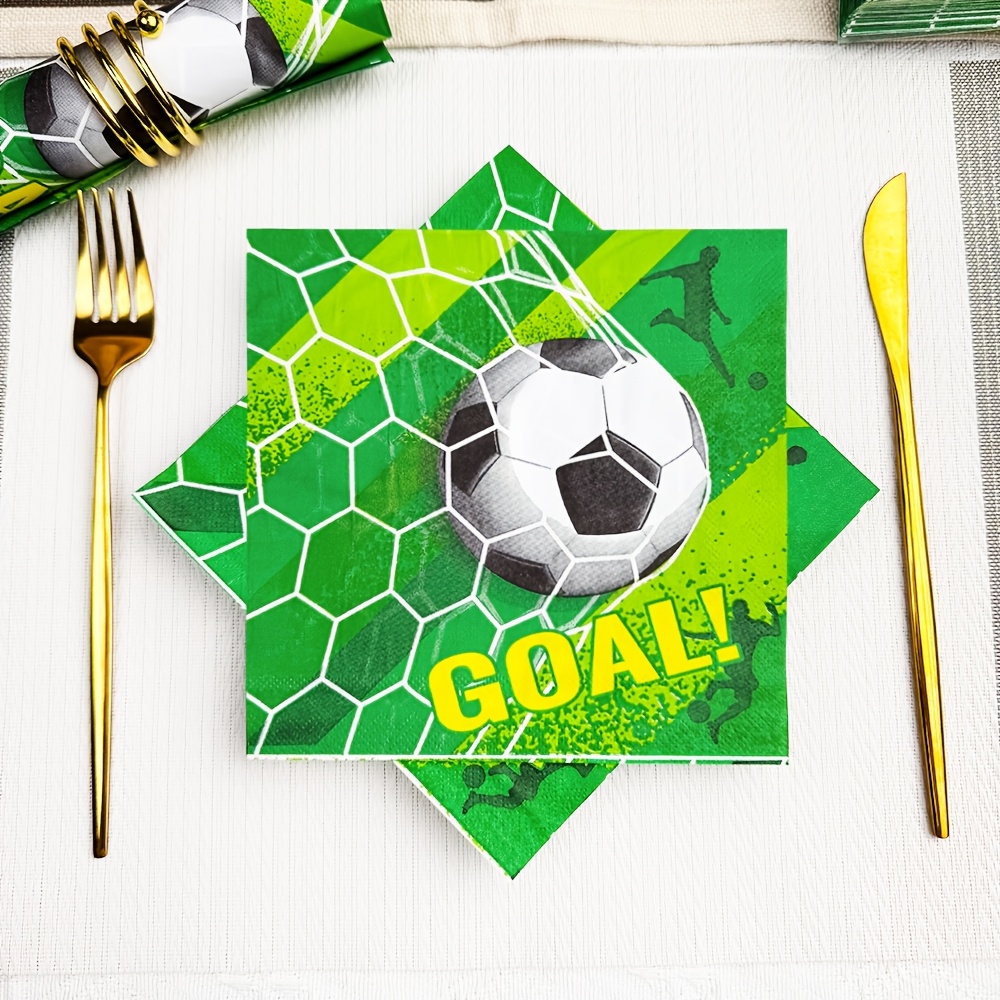 Image of 20pcs Football Print Colorful Disposable Banquet Party Decor Table Napkins