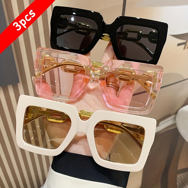 

3pcs Frame Fashion Glasses For Women Men Anti Glare Sun Shades Glasses For Driving Beach Travel