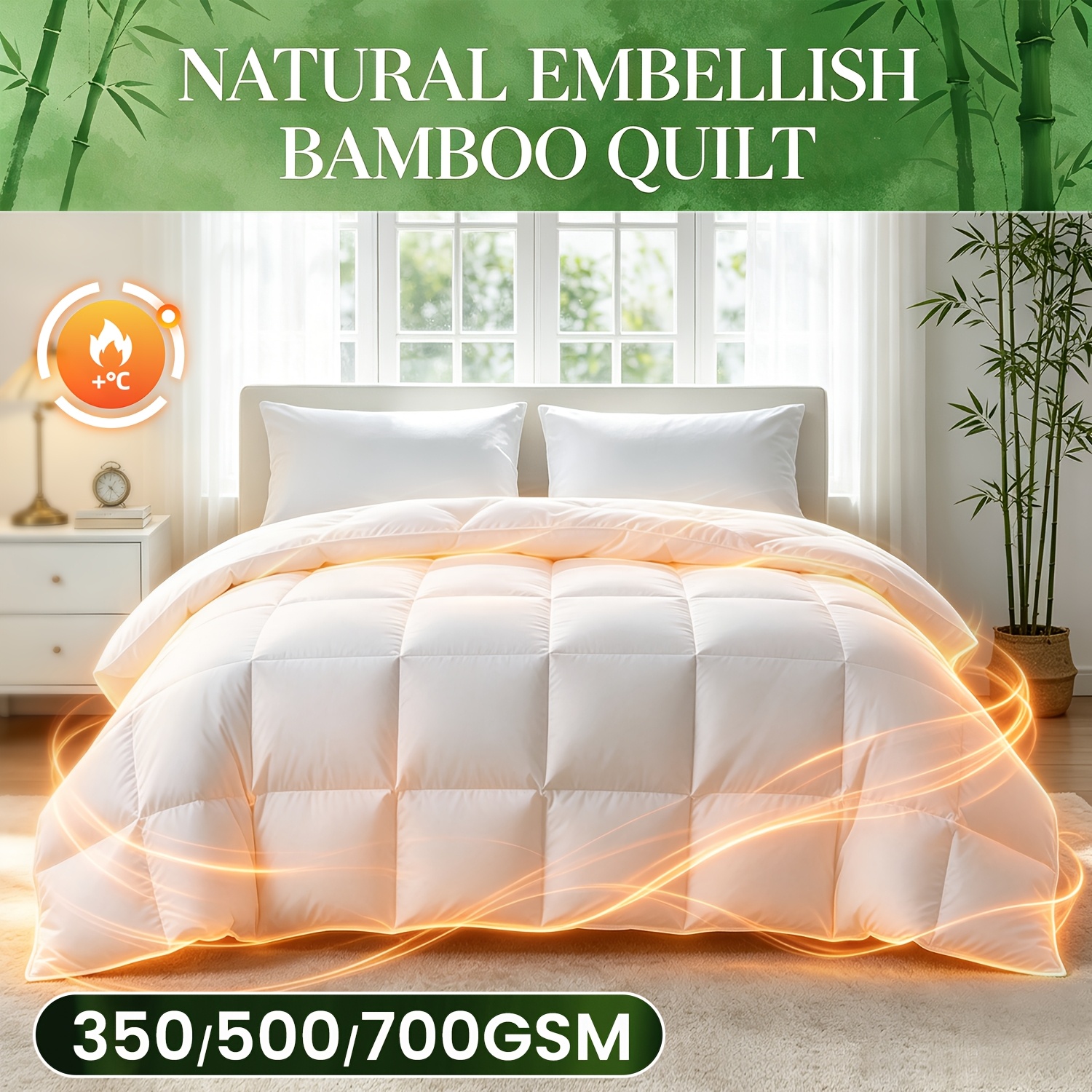 TEMU Winter Thick Quilt | Skin-friendly, Sleep Hotel-grade Thick Bamboo Quilt , Available In 3 Weights: 350gsm/ 500gsm/ 700gsm Duvet