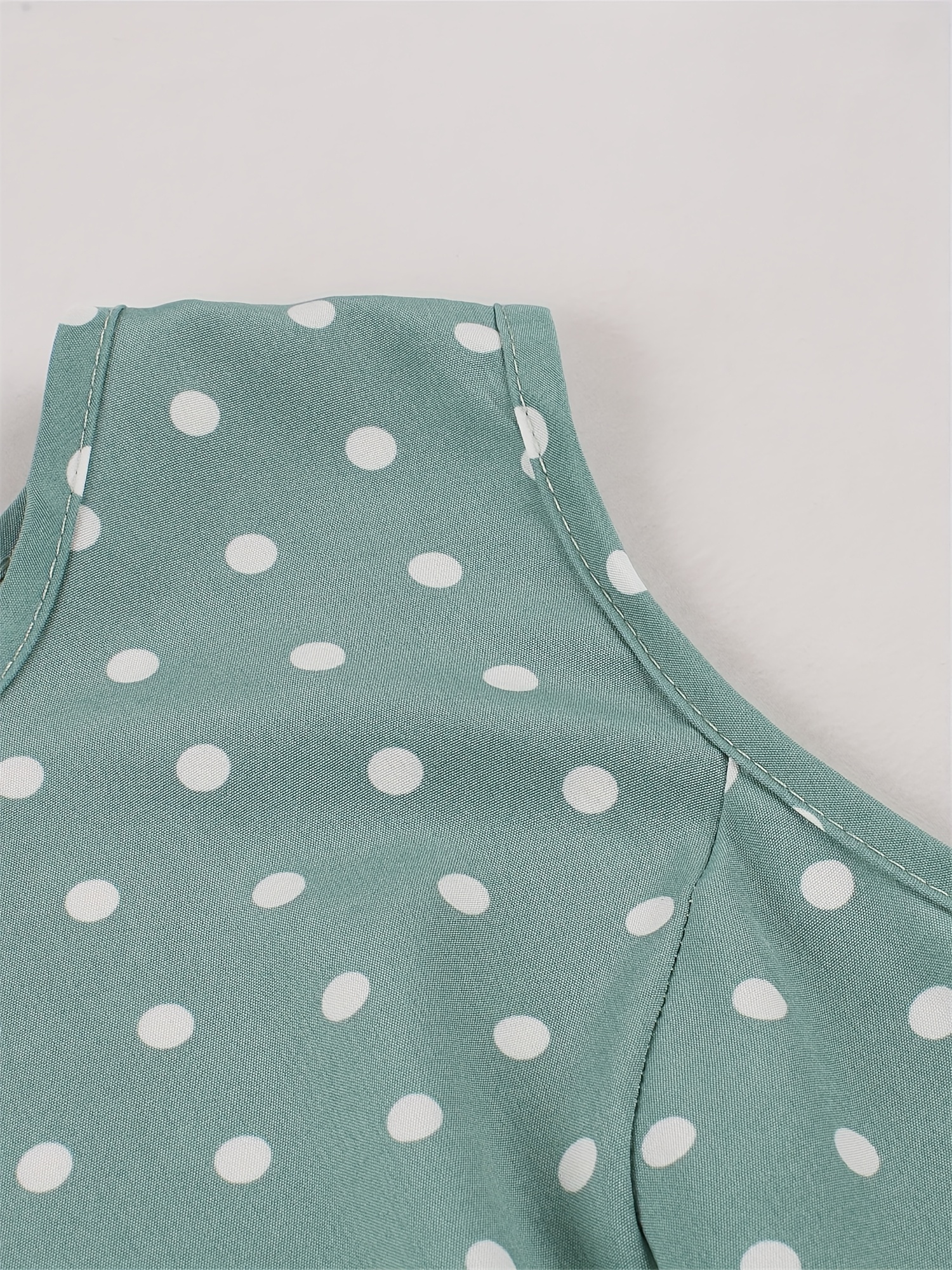 elegant summer sleeveless round neck polka dot print a line - Temu Mauritius
