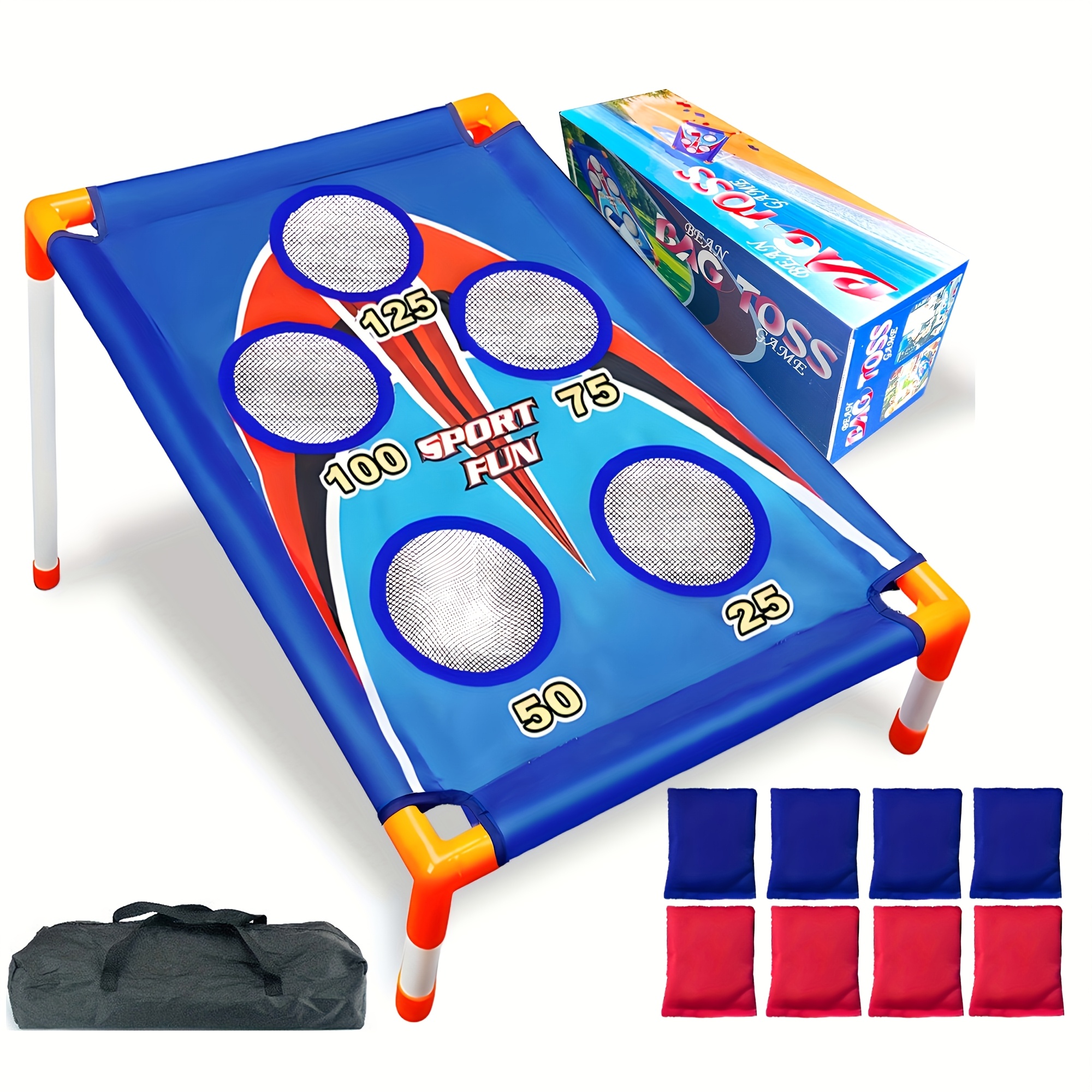 TEMU Bean Bag Toss Game Set With 1 Board, 8 Bean Bags & Storage Bag, Outdoor Backyard Lawn Beach Party Toy For Adults Kids, Family Interactive Game, Birthday Christmas Halloween Gifts