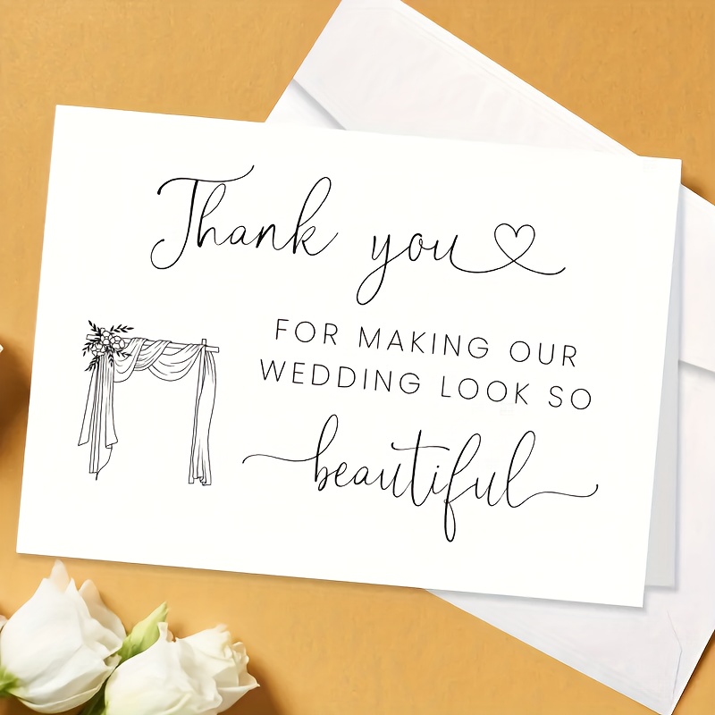 1 6 - Elegant Wedding Thank You Cards With Envelopes, Perfect For Home Decor - "thank You For Making Look , " Featuring Floral And Drapery Designs, Ideal For Expressing Gratitude
