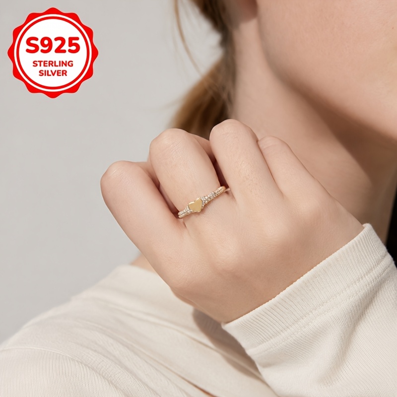 Women's 925 Sterling Silver Multi-Layer Heart-Shaped Ring Set