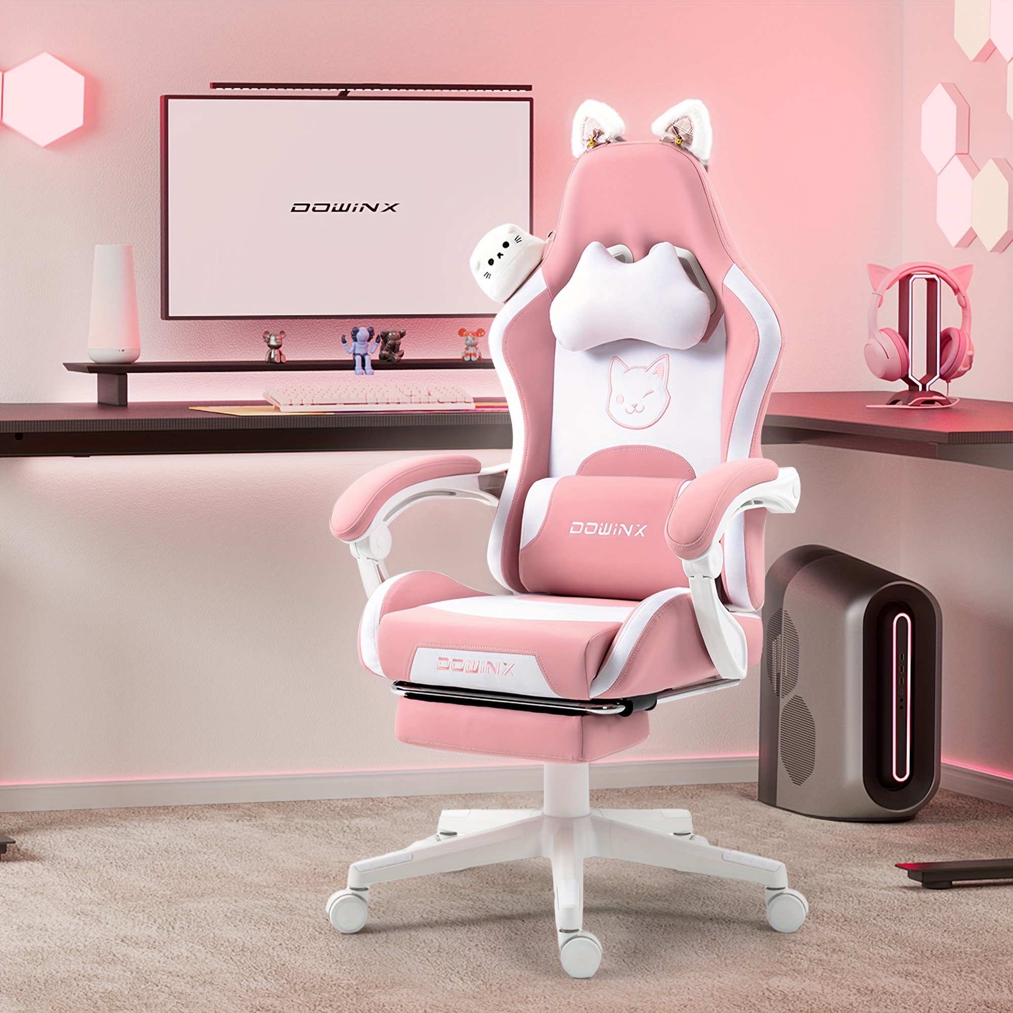 Pink outlet Gaming Chairs, Ergonomic Office Chairs with Footrest