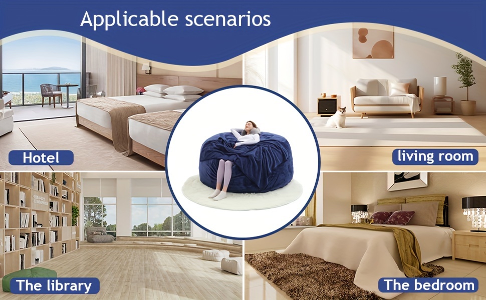 Enormous 6' Memory Foam Furniture Bean Bag( 3 Gifts: U-Shaped Pillow, Blanket Pillow, 6-Foot Rug) - Large Sofa with Soft Microfiber Cover