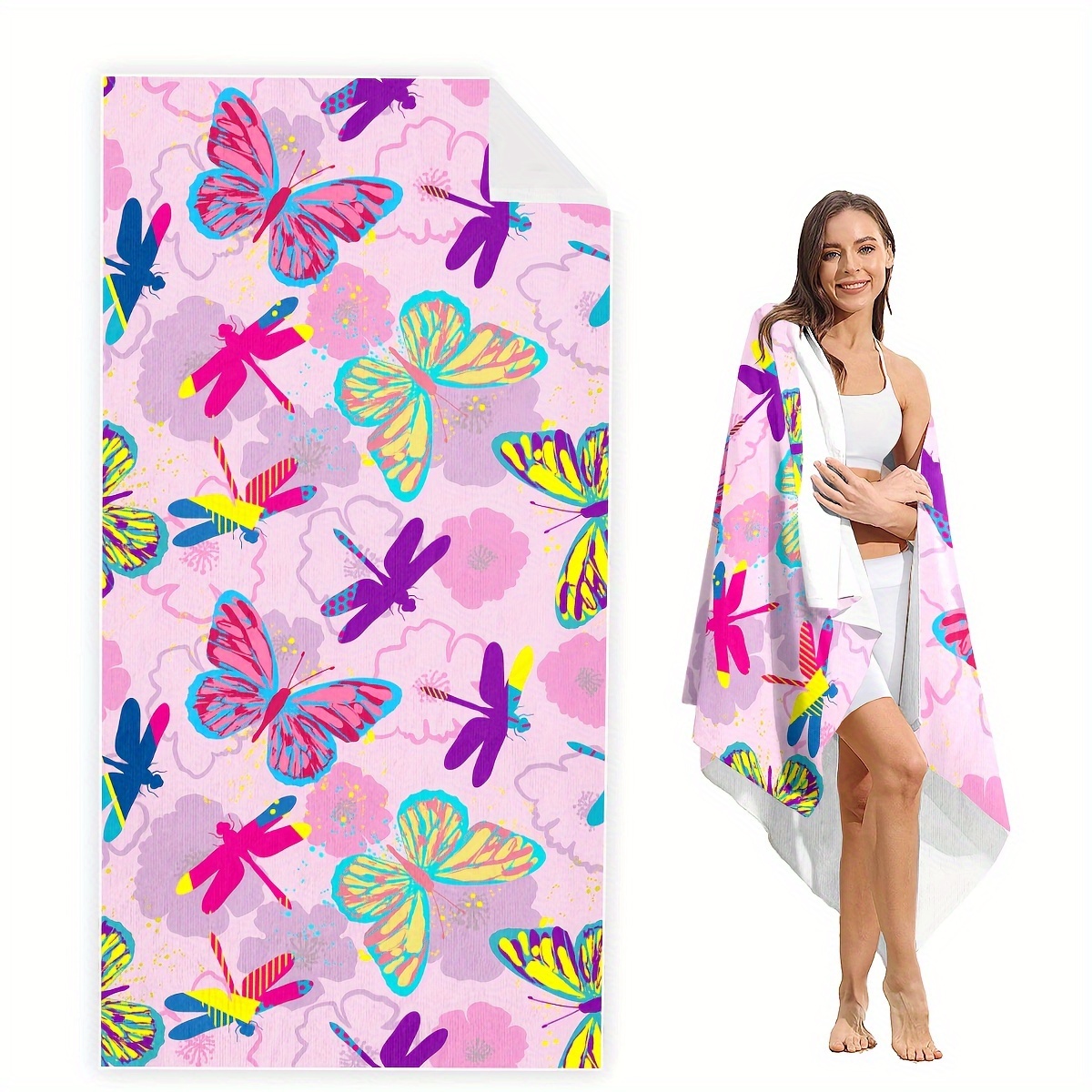 Butterfly Print Extra Large Super Water Absorbent Beach - Temu Australia