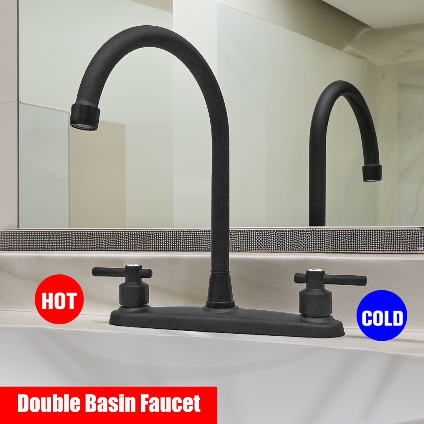 

Brushed Nickel Basin Double Handle Sink Faucet Outdoor For Rv Kitchen Bathroom