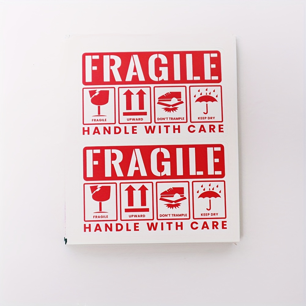 Image of Premium 50pcs/25 Sheets Red 2x3inch Fragile Stickers Handle With Care, Durable Adhesive For Safe Shipping And Moving, Don't Drop Labels, Ensuring Item Protection