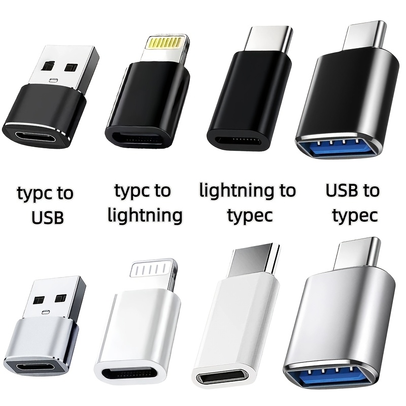 8 adaptadores usb a tipo-c | convertidores lightning a tipo-c, adaptadores tipo-c a usb para laptops,  , smartphones, auriculares, micrófonos - marca   Detalles del producto 1