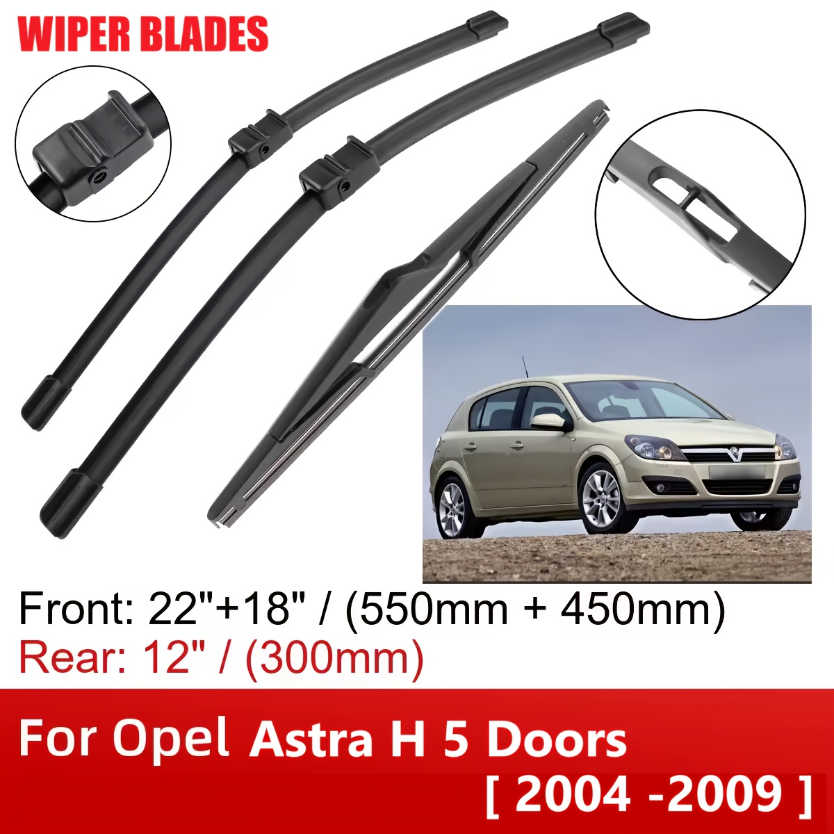 TEMU For H 5 Doors 2004-2009 Front And Rear Wiper Blades Brushes Cutter Additions