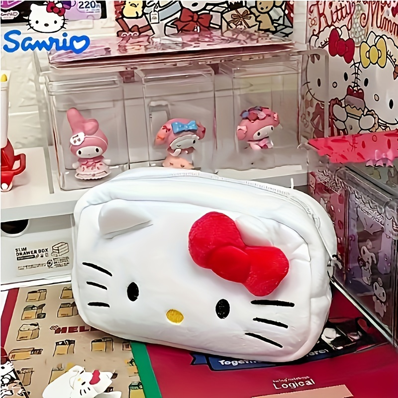 Para amantes de gatitos, estuche de bolígrafo de peluche - Gran capacidad, organizador de papelería de estilo japonés lindo para mujeres, material de flanela suave, perfecto para suministros escolares, uso en la oficina y regalos, organizador de papelería | Diseño juguetón | Cierre de cremallera duradera, bolso de papelería