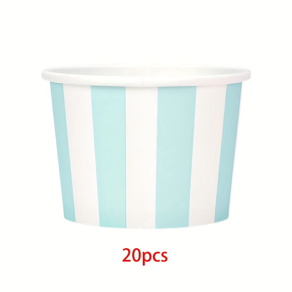 Image of 10pcs/20pcs Light Snack Cups Blue Paper Ice Cream Cups Snack Dessert Bowls For Hot Cold Soup Birthday Shower Gender Reveal Wedding Party Supplies For Halloween、christmas