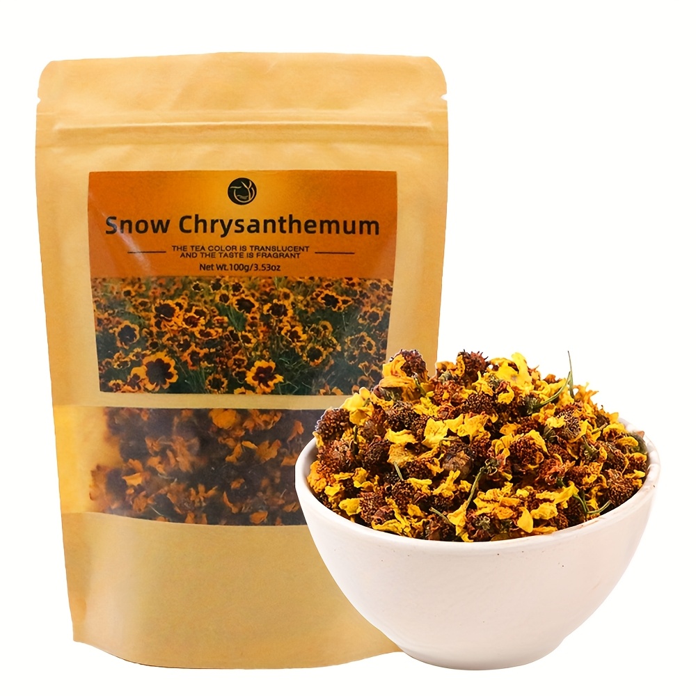 TEMU Snow Chrysanthemum Tea, 100g/3.53oz, High-quality Herbal Tea, Natural Dried Flower Snow Chrysanthemum Tea - Rich Floral Aroma, Refreshing Taste