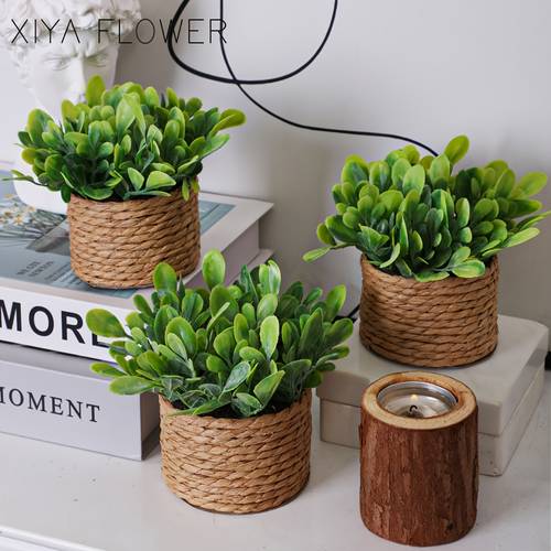 3pcs set of woven eucalyptus mini potted plants artificial boxwood grass rosemary mimosa decorations green 11cm pe material desktop ornaments artificial mini potted plants artificial flowers simulated plants