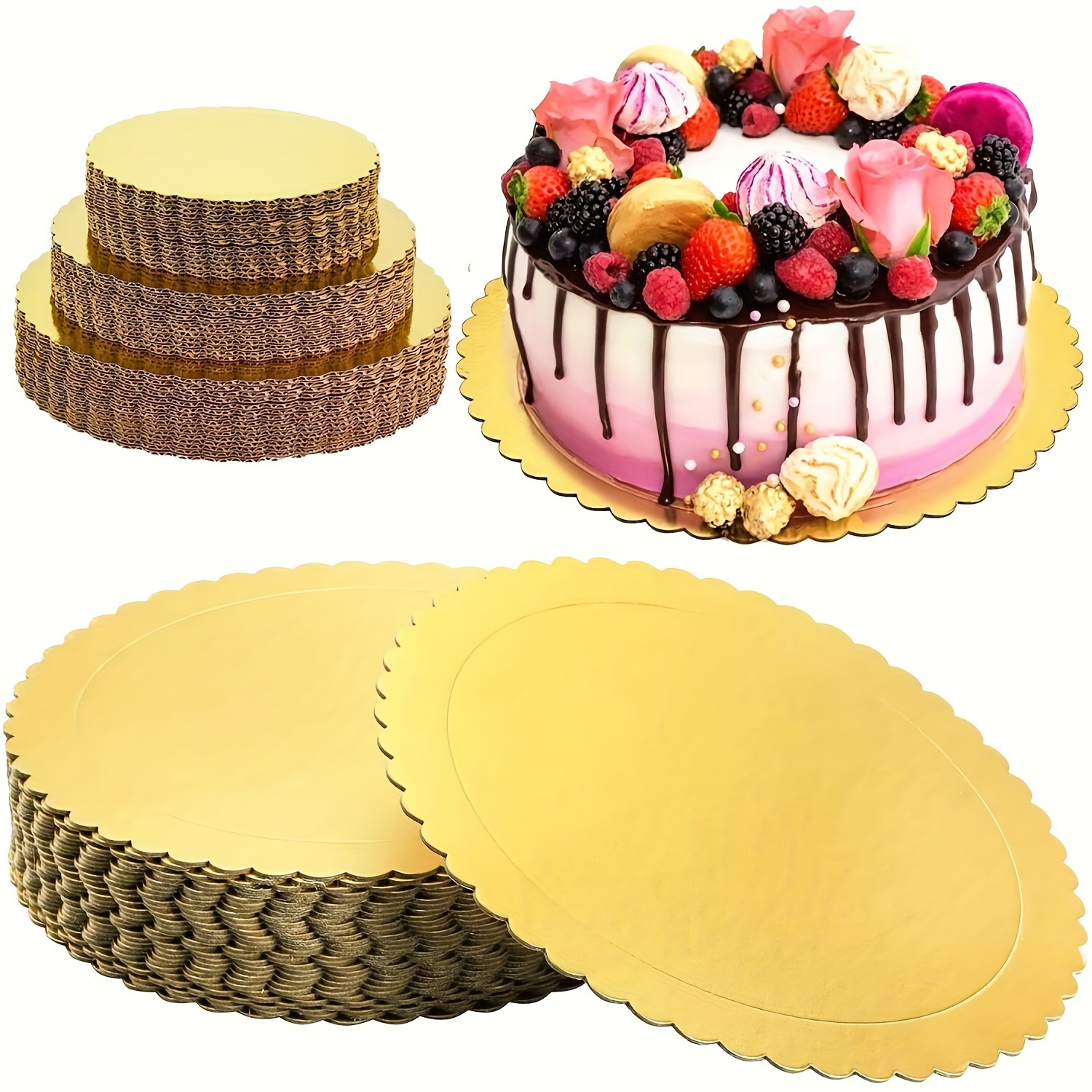 

10pcs Cake Boards, Grease Proof Cardboard Base Stand, Round Boards For Wedding Birthday Decor, Holiday Cake Plate Accessories For Christmas, Halloween, Easter, Thanksgiving, Valentine's Day