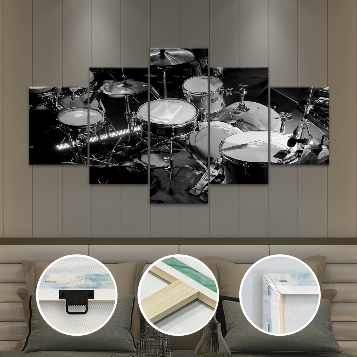 

5pcs/set Wooden Framed Canvas Poster, Modern Art, Musical Instrument Modular Picture, Ideal Gift For Bedroom Living Room Corridor, Wall Art, Wall Decor, Winter Decor, Wall Decor, Room Decoration